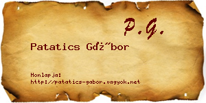 Patatics Gábor névjegykártya